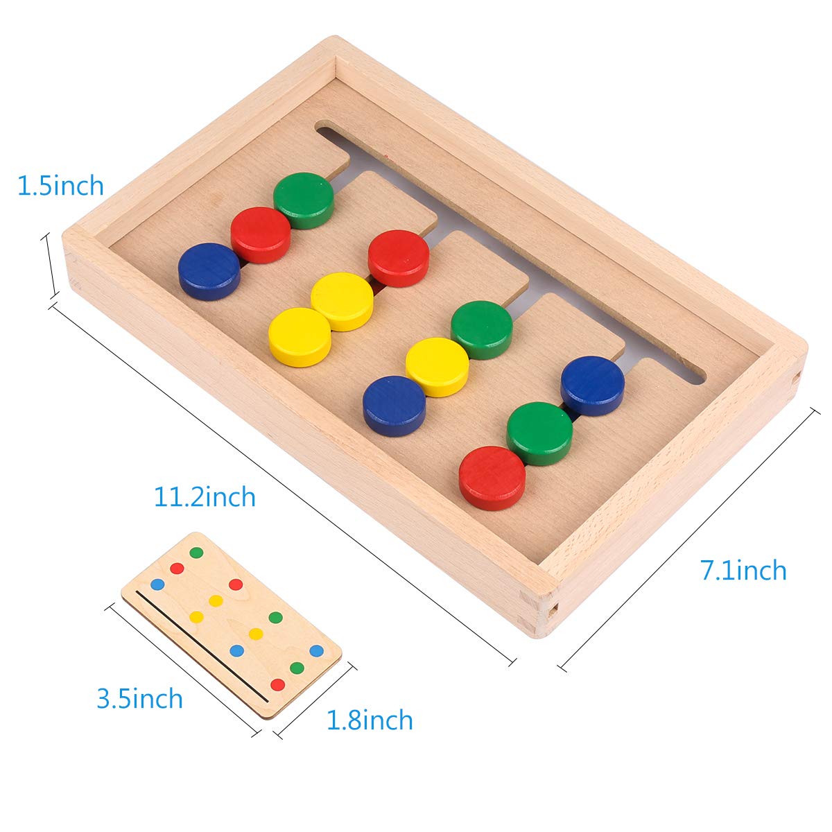 Montessori Wooden Slide Puzzle - Color & Shape Matching Logic Game for Kids Ages 3-7 | Brain Teaser Educational Toy for Preschool Boys & Girls | Airplane Travel Activity & Birthday Gift Idea