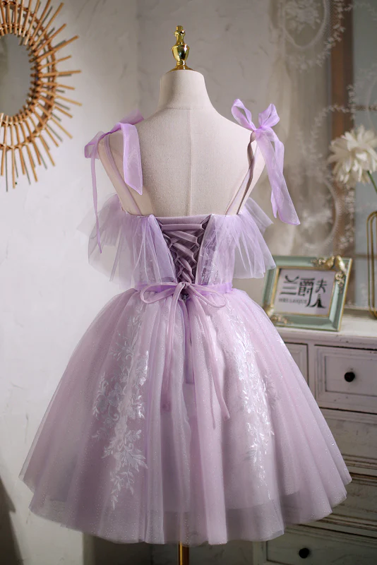 Light Purple Tulle Homecoming Dress Short Prom Gown J4040 - Elegant Party Dress for Dances, Weddings & Special Occasions