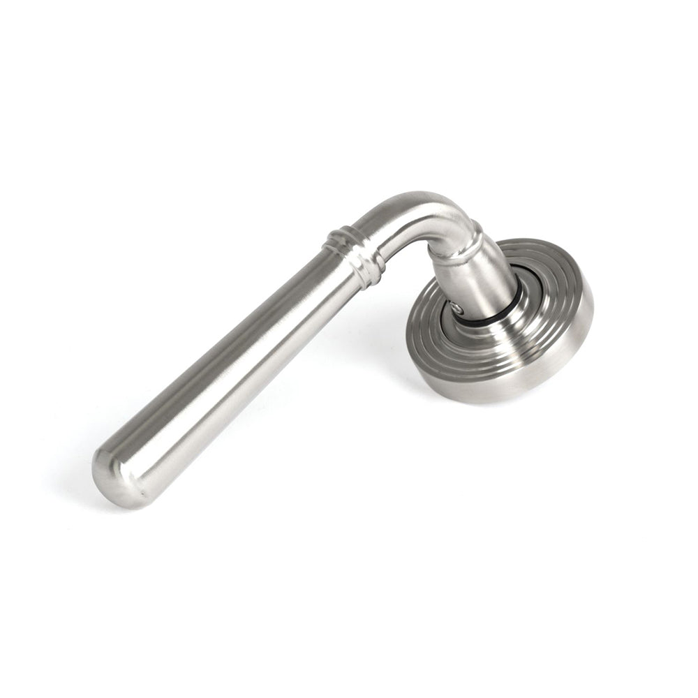 Stainless Steel Satin Newbury Lever Door Handles with Concealed Beehive Rose - Perfect for Modern Home Interior, Bedroom, Office & Commercial Spaces