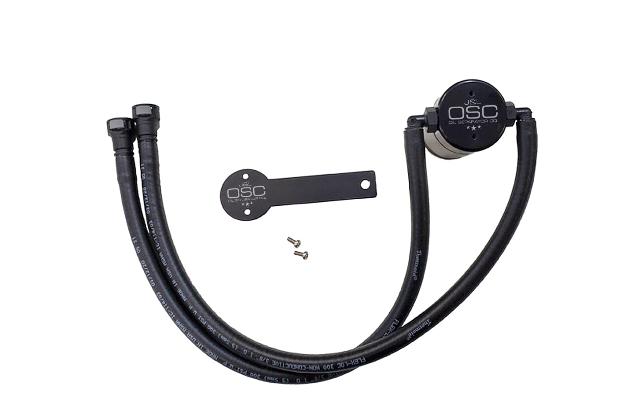 J&L Oil Separator - Compatible with 2016-2024 Chevy Camaro LT1 (Driver Side) - High Performance Engine Oil Catch Can - Black - Reduces Blowby & Protects Engine - Ideal for Racing & Daily Driving