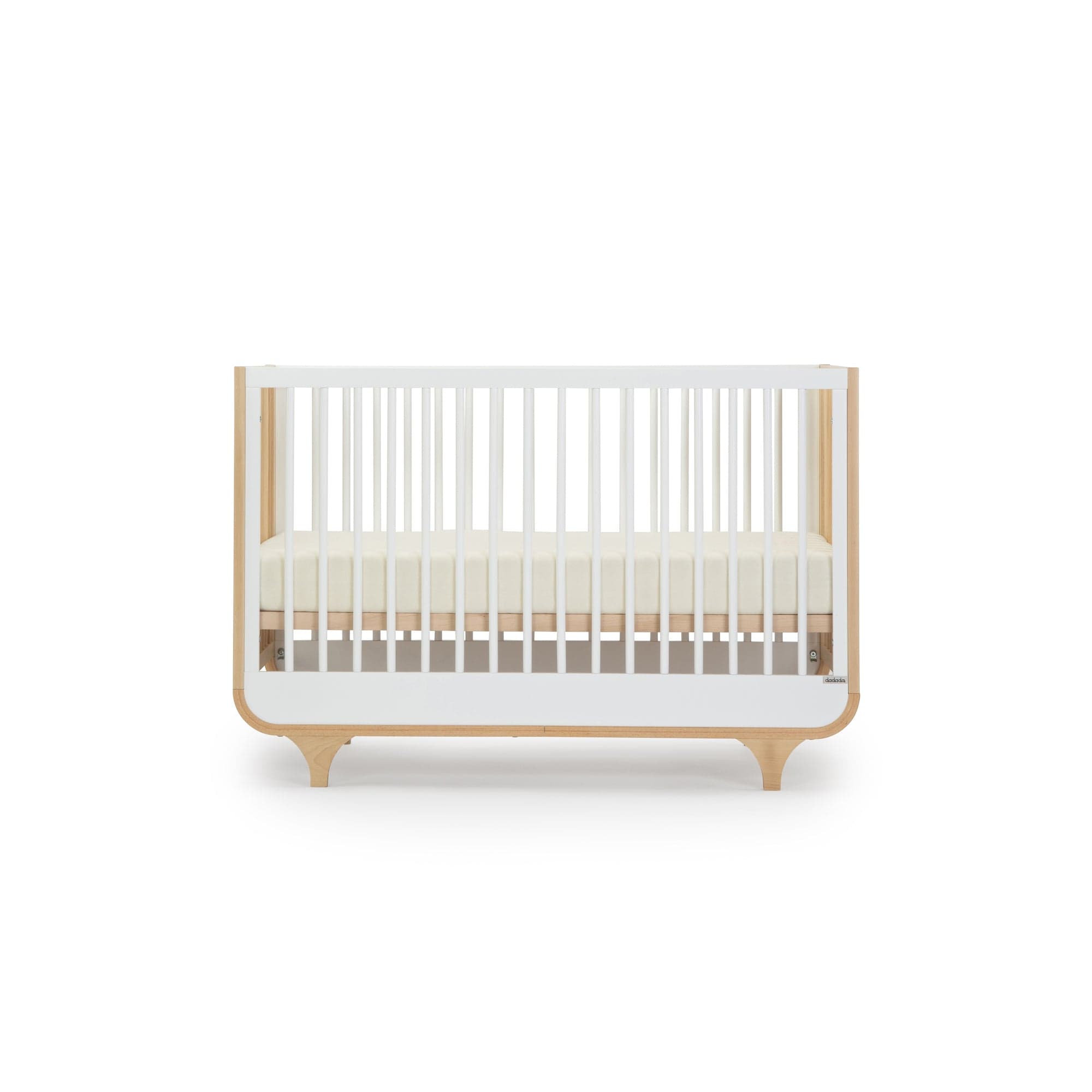 DaDaDa Jolly 3-in-1 Convertible Baby Crib - White & Natural Wood - Nursery Furniture for Newborn to Toddler - Perfect for Modern Nursery & Bedroom Decor