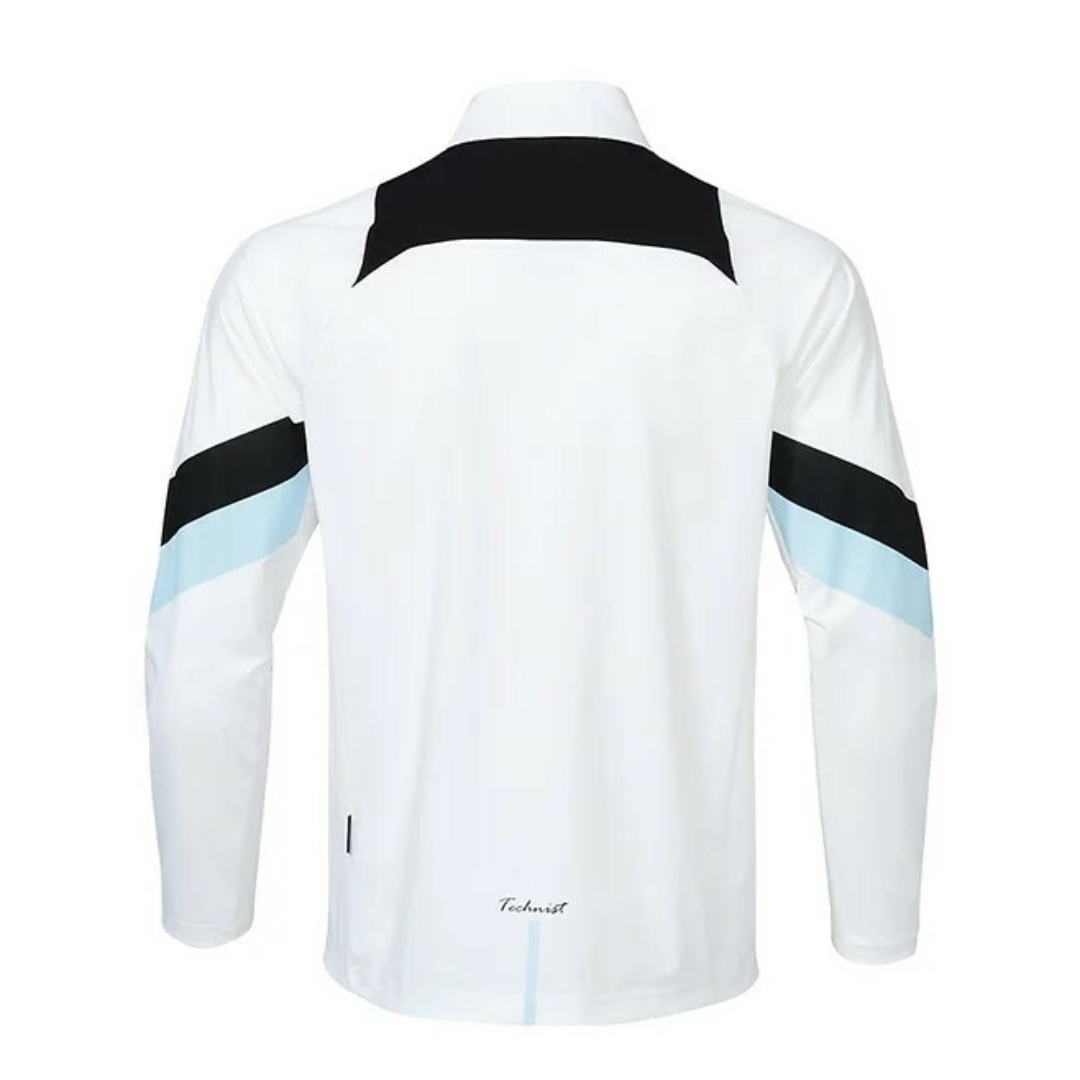 Technist TNJ 4402 Men's Breathable Lightweight Training Zip Up Jacket - White | Gym Workout, Running, Outdoor Sports Activewear