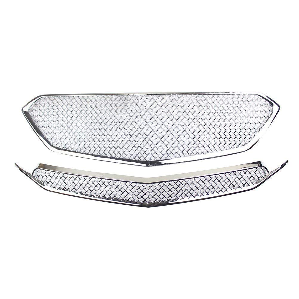 YOUNGERCAR Chrome Front Grille Cover for 2016-2017 Chevy Equinox - 2 Bar Mesh Overlay Replacement - Upgrade Your Car's Style for Off-Road & Daily Driving