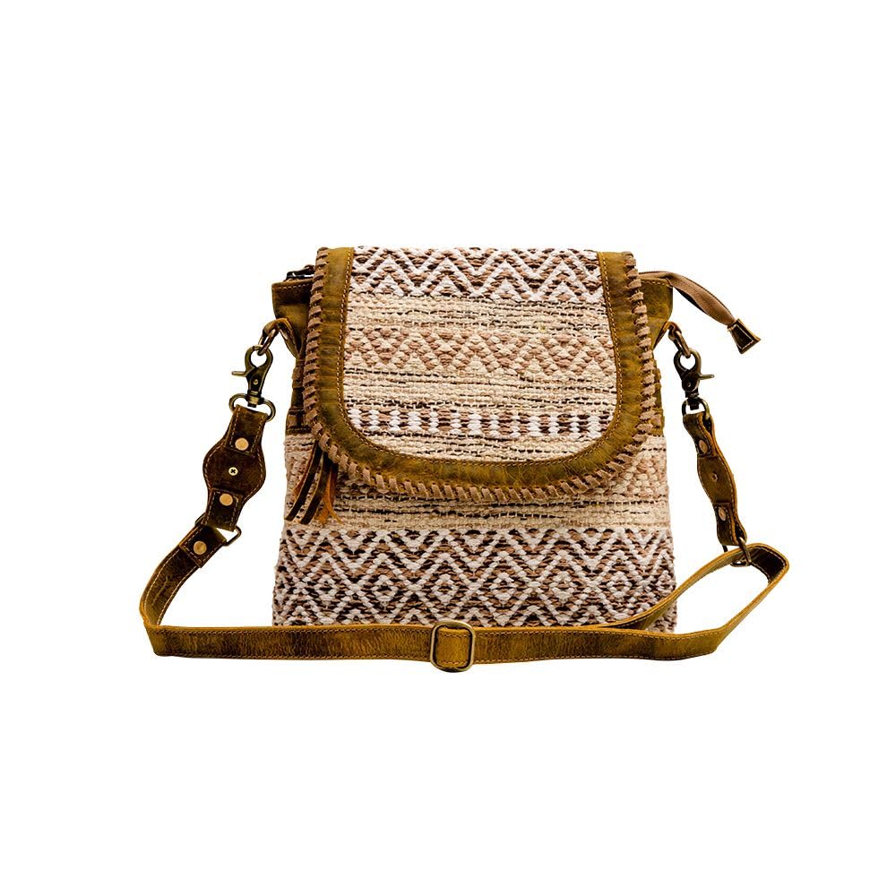 Myra Bag Western Leather Shoulder Bag for Women - Upcycled Canvas Crossbody Purse with Adjustable Strap | Perfect for Casual Outings, Travel & Everyday Use