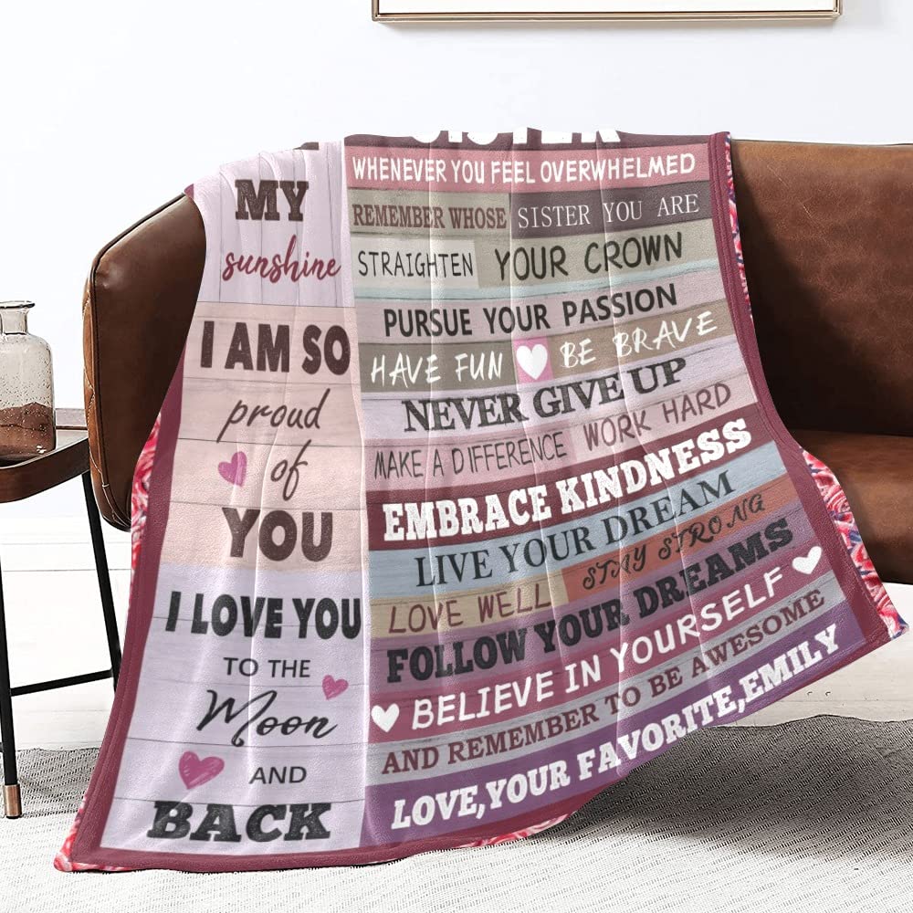 Personalized Sister Blanket - Best Birthday Gift for Sister from Brother, Unique Fleece Throw Blanket for Women & Girls - Perfect for Thanksgiving, Christmas & Cozy Nights at Home