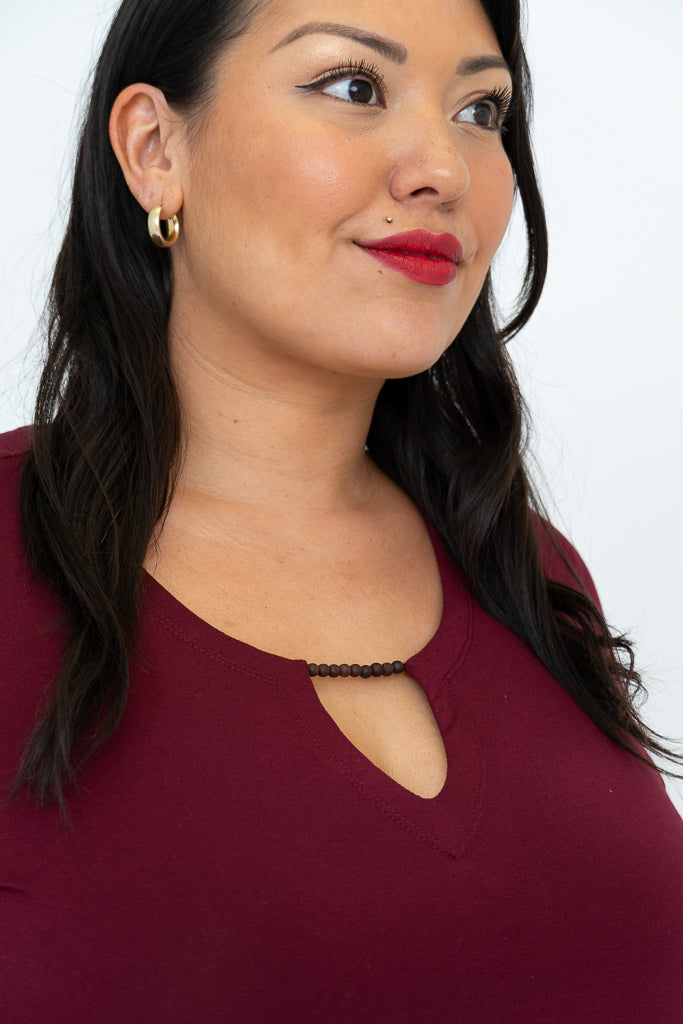 Bernadette Women's Burgundy Bamboo Dress - Elegant & Comfortable for Casual Wear, Office, and Special Occasions