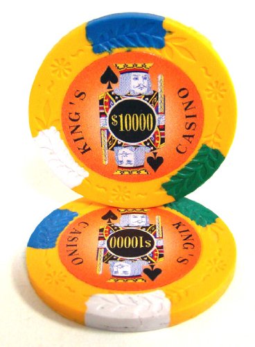 25 Kings Casino 14g Clay Poker Chips Set - Premium Quality Poker Chips for Texas Hold'em, Blackjack & Casino Night Games - Perfect for Home Poker Tournaments & Game Nights