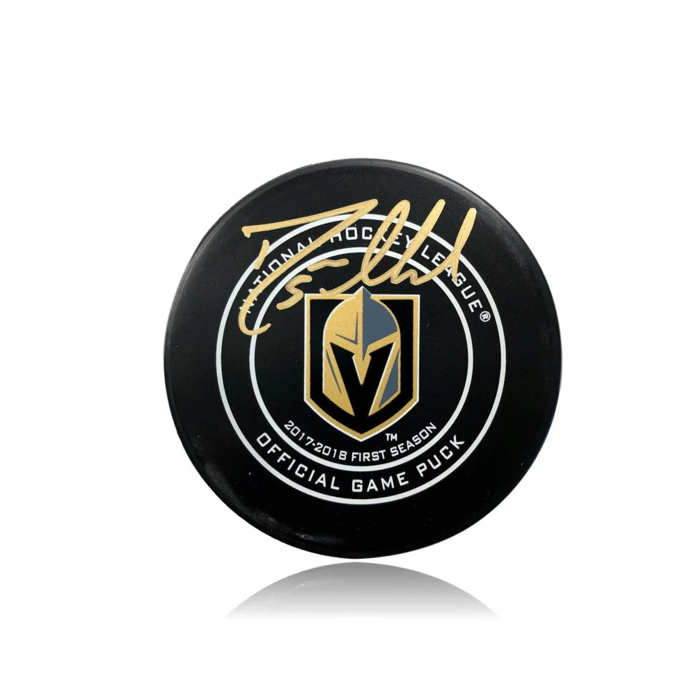 Authentic Deryk Engelland Signed Vegas Golden Knights On-Ice Puck with PSA/DNA COA - VGK Hockey Memorabilia for Collectors & Fans | Perfect for Display, Gifts, and Sports Memorabilia Collections