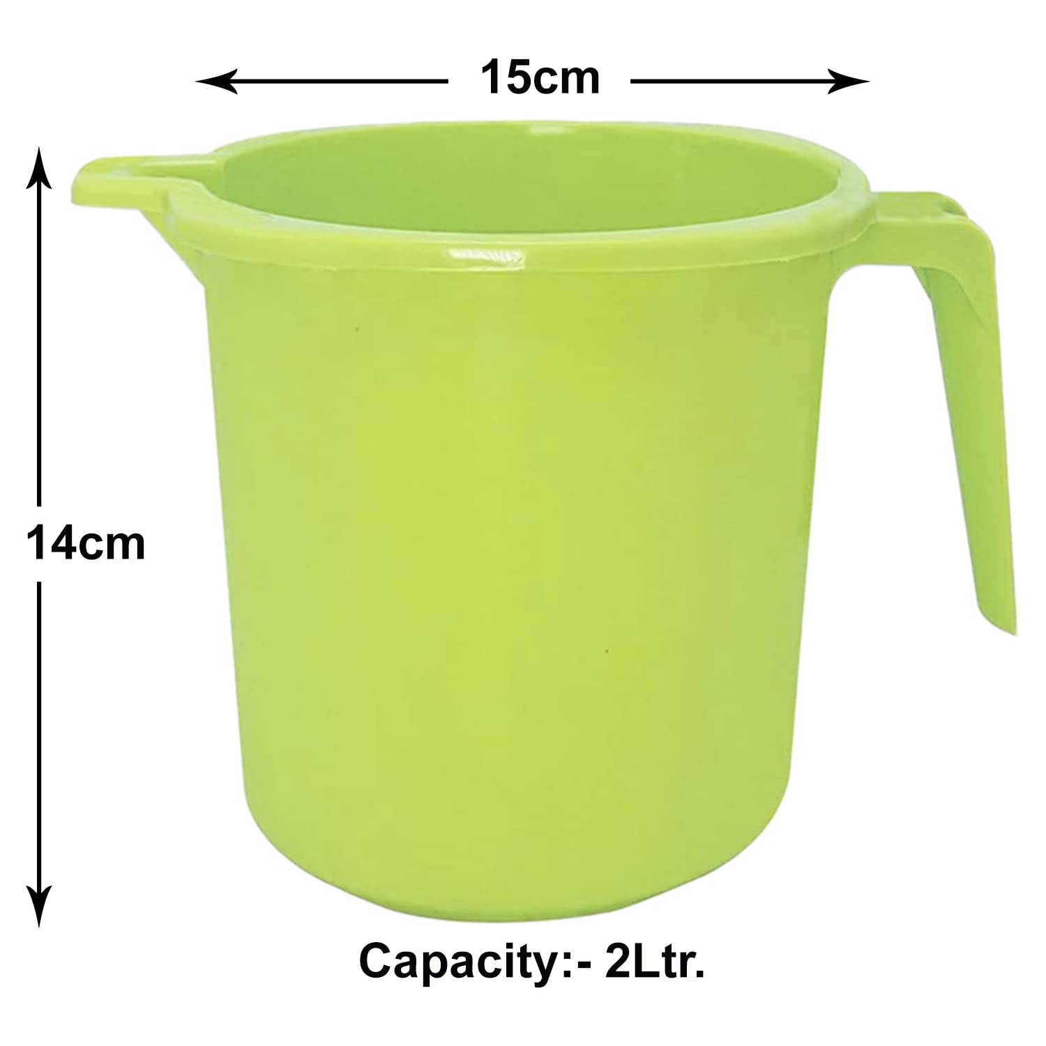 Kuber Industries 2L Large Square Plastic Bathroom Mug - Pack of 2, Green (50KM0849) - Perfect for Bathroom Storage, Toothbrush Holder & Shower Organization