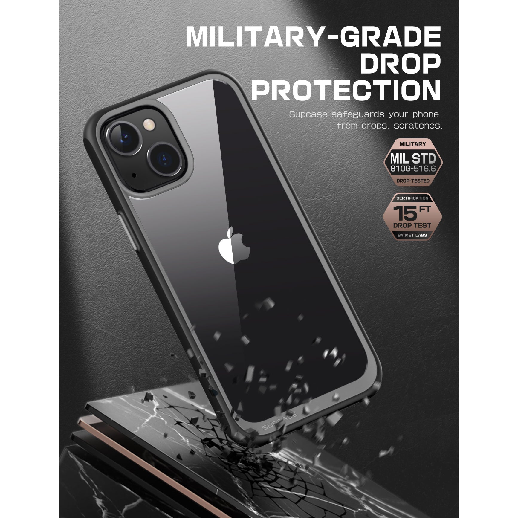 iPhone 14 Case 6.1 Inch - Unicorn Beetle Slim Clear Protective Cover with Black Frame | Shockproof & Scratch Resistant for Everyday Use, Work & Travel