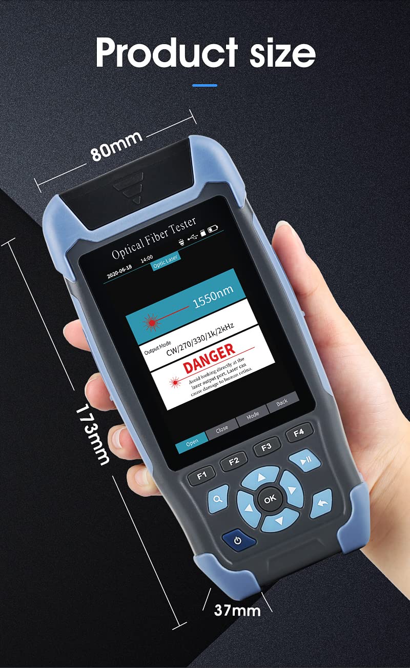 Mini OTDR Fiber Optic Tester - 20/22dB 1310/1550nm Singlemode Optical Time Domain Reflectometer with Built-in OPM, VFL & OLS Event Map (APC Port) - Ideal for Network Installation, Maintenance & Fiber Cable Testing