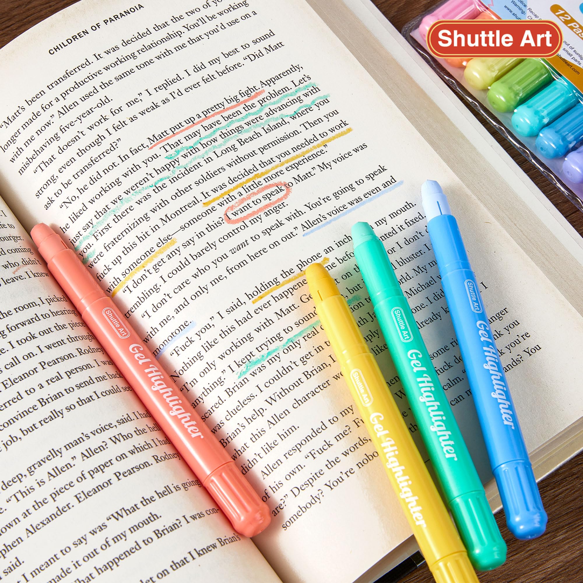 Shuttle Art No Bleed Bible Highlighters & Pens Set - 12 Pastel Colors Gel Highlighters for Bible Journaling, Note Taking & Study - Perfect for Bible Study, School Notes & Office Work