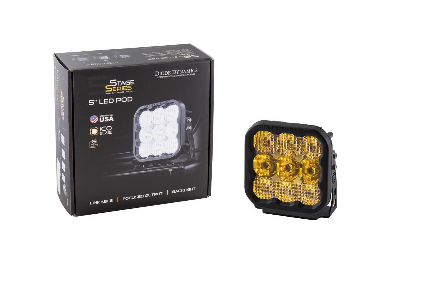Diode Dynamics SS5 Yellow Sport LED Pod - High-Performance Spot Light for Off-Road Vehicles, Trucks & ATVs | Durable Waterproof Design | Perfect for Night Driving, Camping & Outdoor Adventures