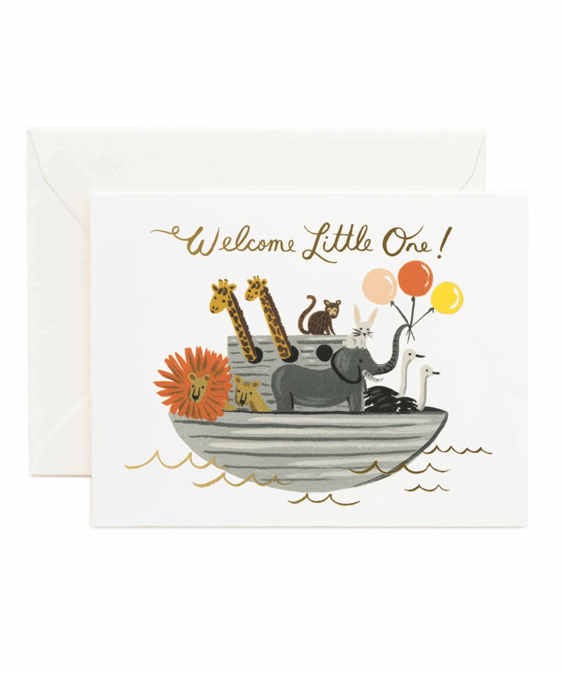 Rifle Paper Co Noah's Ark Greeting Card - Perfect for Baby Showers, Christenings & Nursery Decor