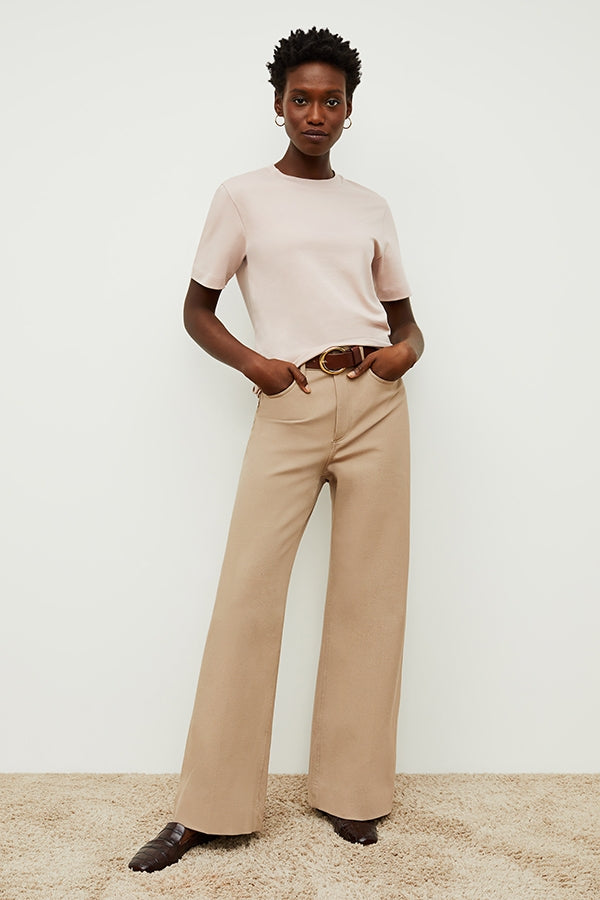 Milo Wide Leg Eco-Friendly Jeans for Women - Better Than Denim, Comfortable High Waist Stretch Pants (Fawn Color) - Perfect for Casual Wear, Office Outfits & Weekend Brunch