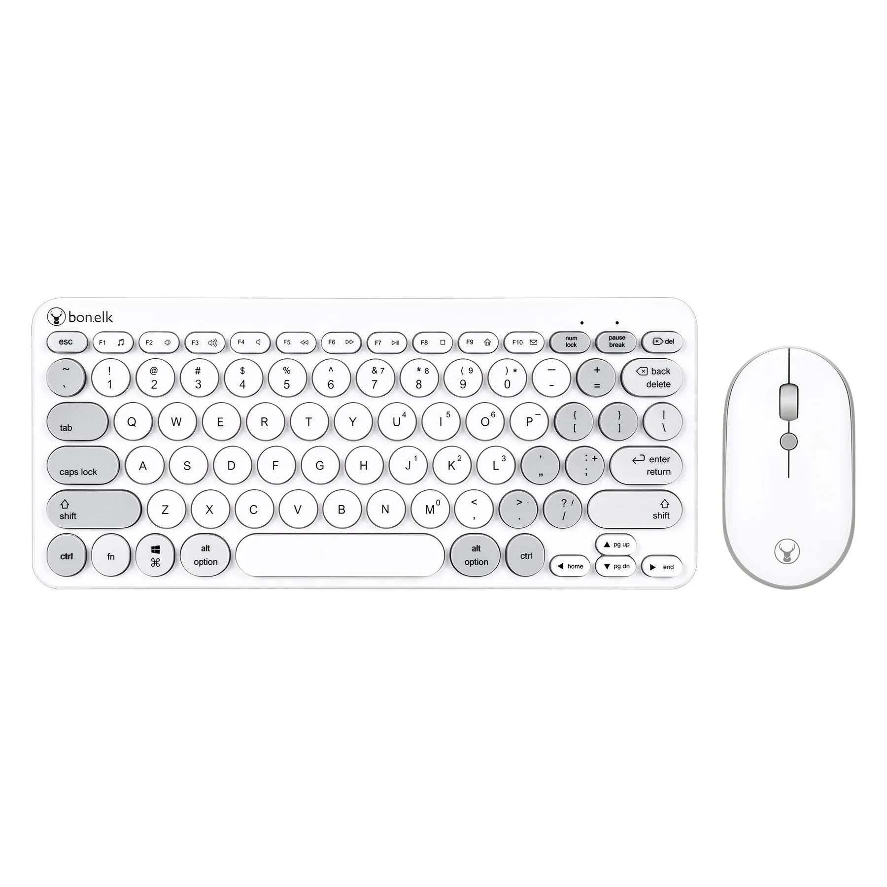 Bonelk KM 383 Wireless Keyboard and Mouse Combo - 2.4GHz Ergonomic Grey Set for PC, Laptop, Office & Home Use - Plug and Play with Silent Keys & Smooth Scrolling