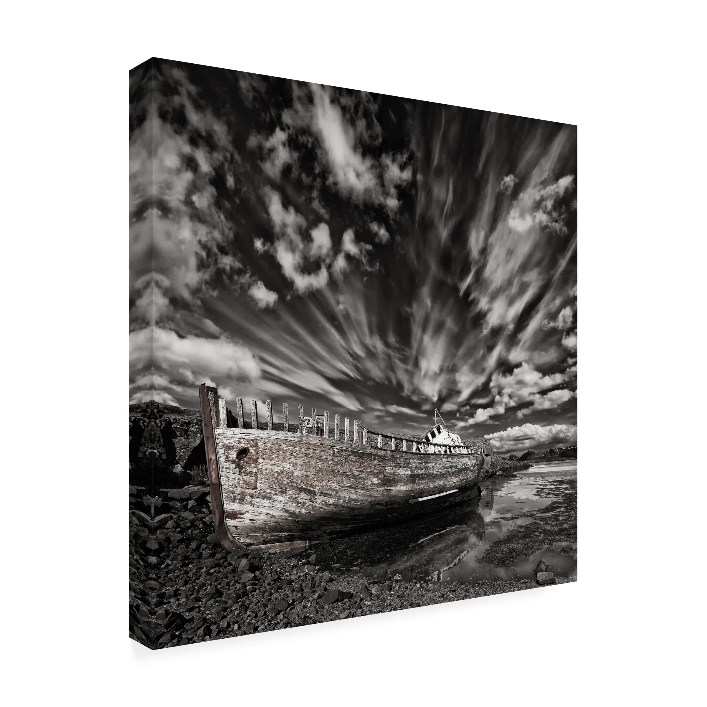 Trademark Fine Art 'Resting There Mono' Canvas Wall Art Print by Torsteinn H. Ingibergsson - Modern Abstract Landscape Painting for Living Room, Bedroom & Office Decor