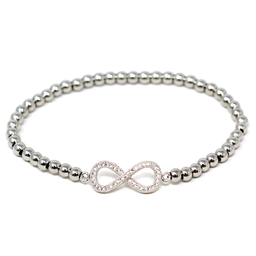 Fashion Stainless Steel Charm Rhinestone Gold Silver Bead Ball Stretchable Elastic Bracelet for Women & Teen Girls - Perfect for Parties, Gifts & Everyday Wear
