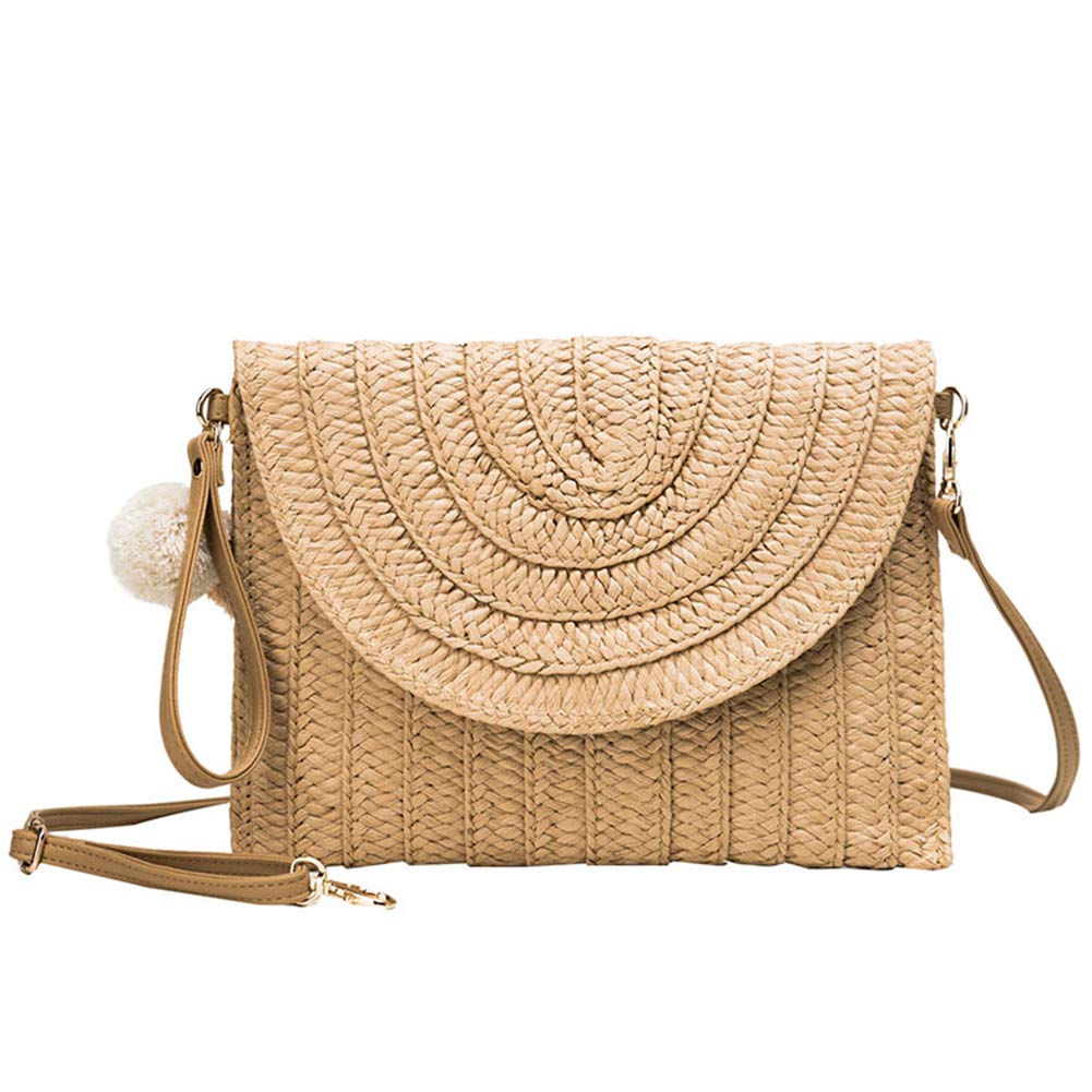 Handmade Woven Straw Crossbody Bag for Women - Bohemian Beach Shoulder Purse with Tassel | Perfect for Summer Vacation, Pool Parties & Outdoor Festivals