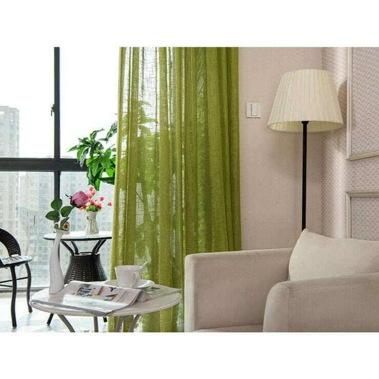 Remy Linen Semi Sheer Curtains - Light Filtering Window Drapes in Pistachio Green for Living Room, Bedroom & Nursery - Soft Textured Linen Blend Fabric with Elegant Semi-Transparent Design