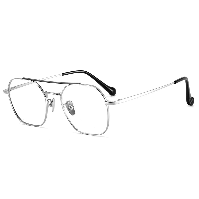 Bclear Unisex Full Rim Oval Titanium Double Bridge Eyeglasses 86677 - Lightweight Durable Frame for Work, Reading & Everyday Use