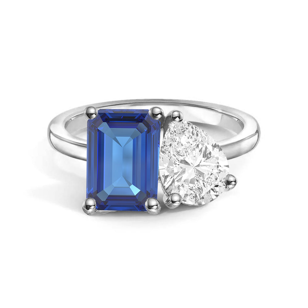 Toi et Moi Personalized Sapphire Birthstone Ring | Custom Anniversary Jewelry Gift for Her | Perfect for Weddings, Engagements & Romantic Occasions