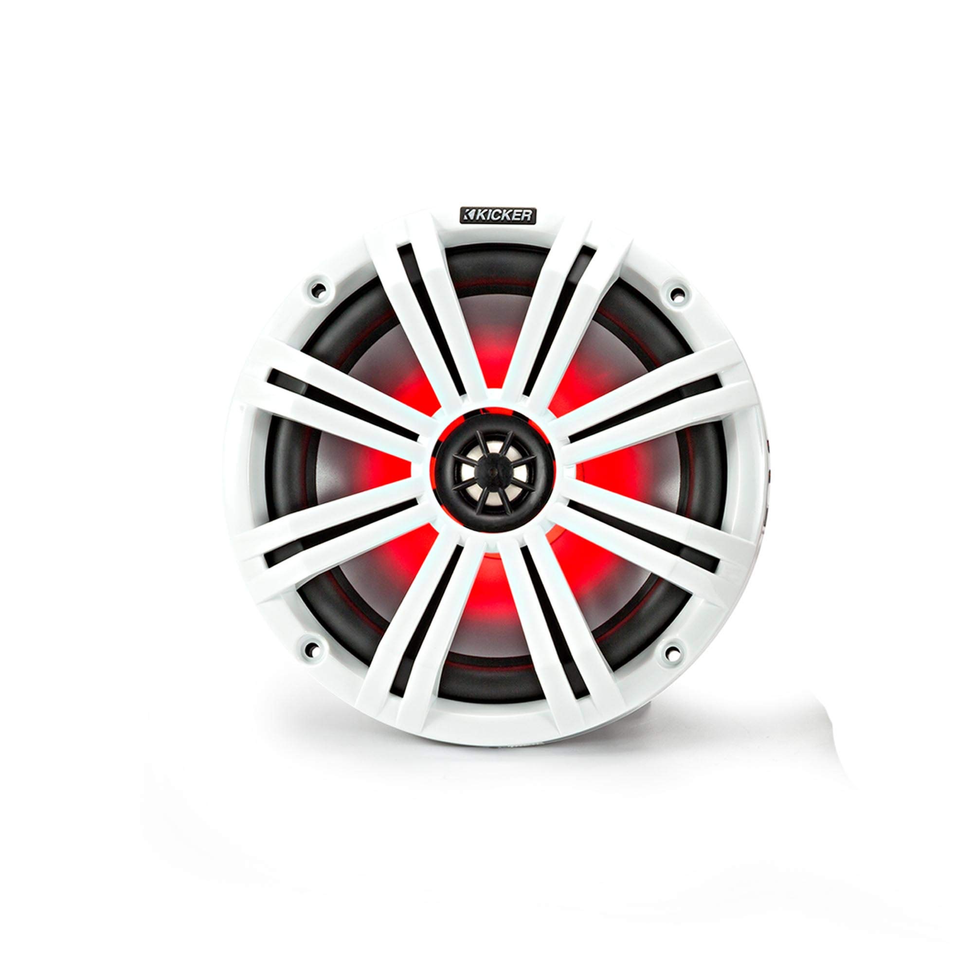 Kicker 8-Inch White Marine LED Speakers - High-Performance OEM Replacement Pair for Boats and Outdoor Adventures