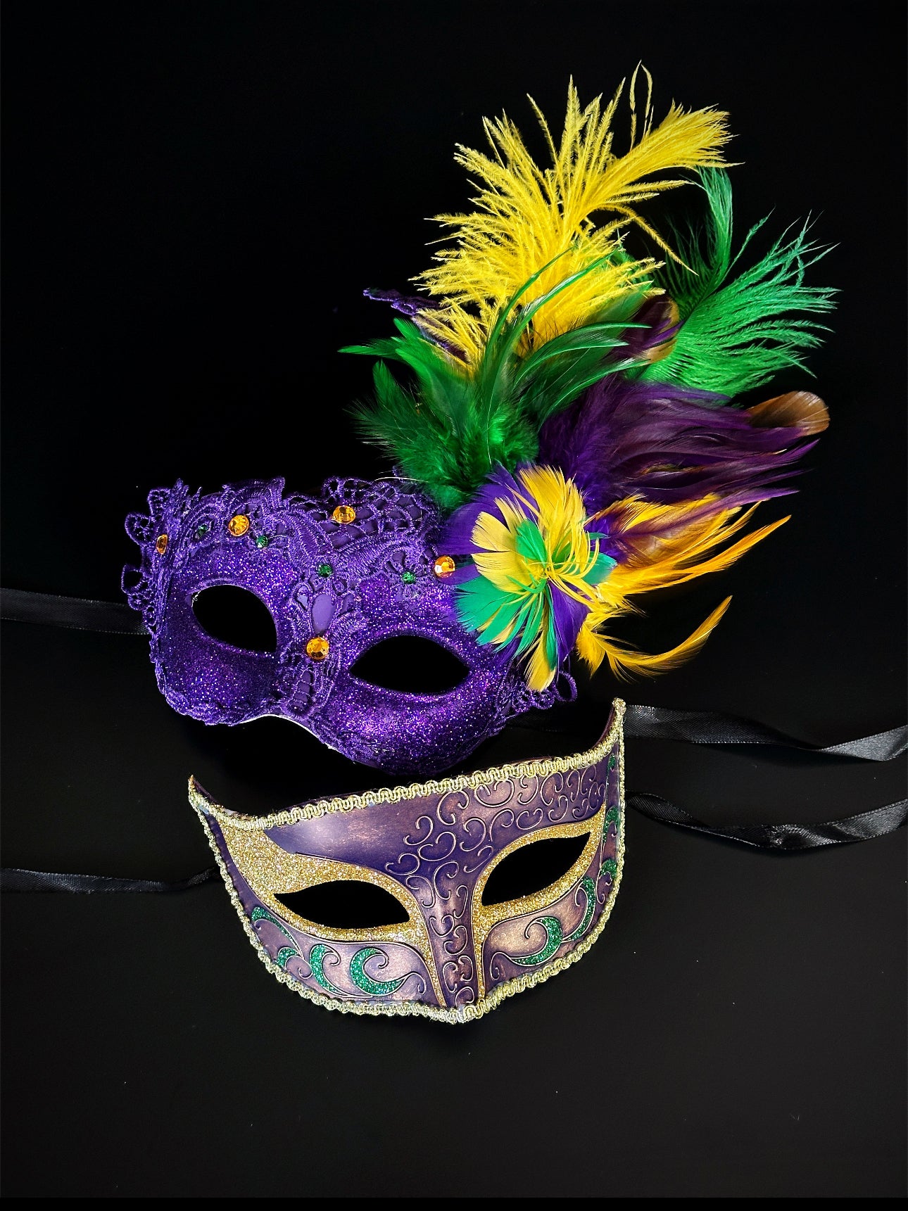 Colorful Mardi Gras Masks for Adults - Feather & Sequins Party Masquerade Masks - Perfect for Carnival, Halloween, Costume Parties & Festive Events