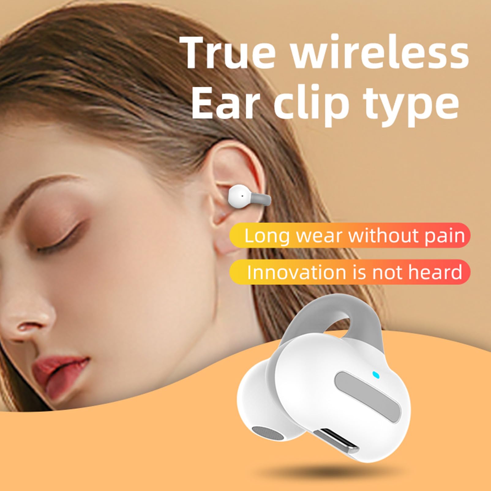 Bluetooth Ear Clip - Single Wireless Open Ear Headphones with Bone Conduction for Workout, Cycling, Running - Secure Fit, Sweatproof (Black) | Perfect for Gym, Outdoor Sports & Active Lifestyle