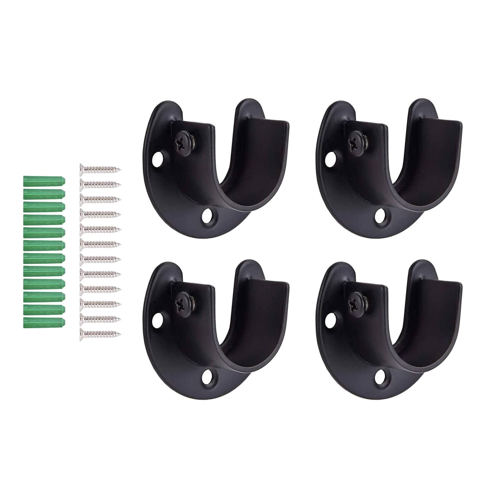 Heavy Duty 4-Pack Closet Rod Holder Bracket with Screws - 25mm Flange Support for Hanging Clothes, Shower Curtain Rods & Wardrobe Levers | Perfect for Bedroom Closets, Bathroom Storage & Laundry Room Organization