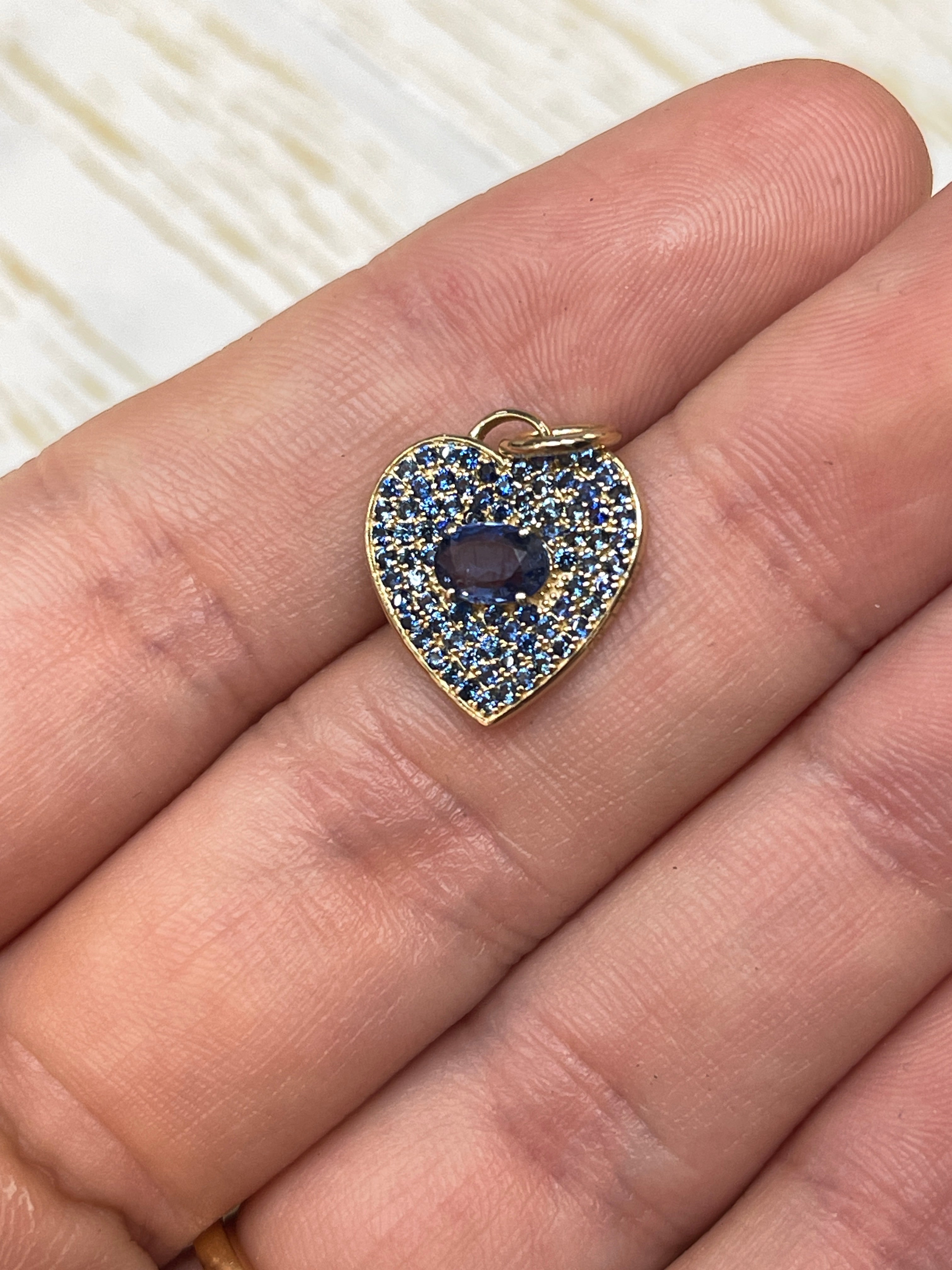1.10tcw Blue Sapphire Heart Charm 14K Gold Pendant Necklace - Elegant Jewelry Gift for Women, Perfect for Valentine's Day, Anniversary & Special Occasions