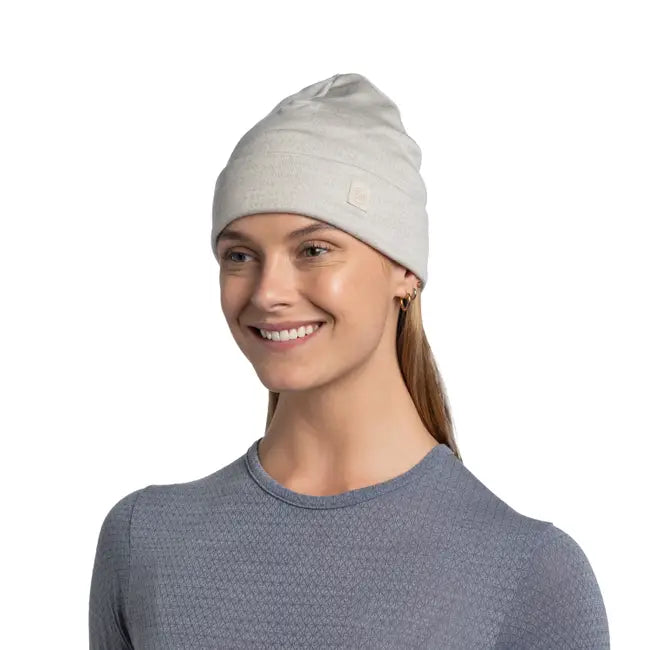 BUFF Merino Heavyweight Beanie - Solid Cloud Color Winter Hat for Men & Women - Perfect for Skiing, Snowboarding & Outdoor Activities