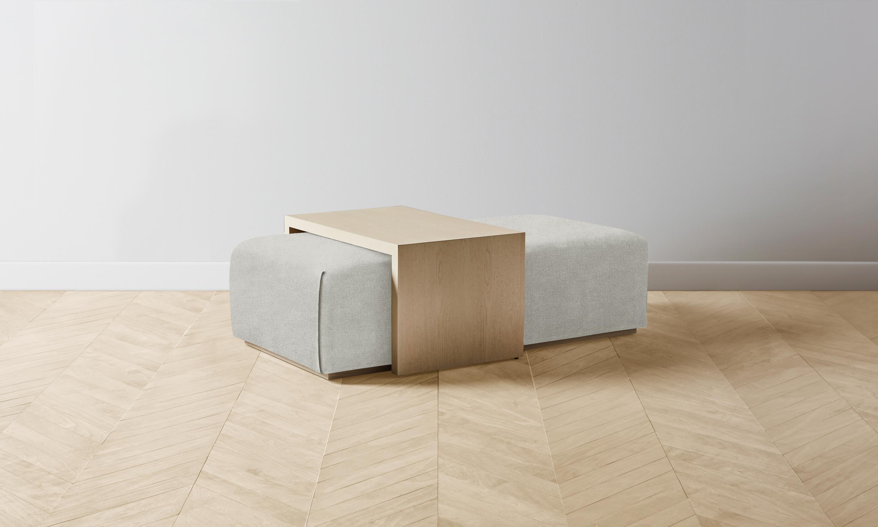 The Bowery Ottoman - Performance Mélange Weave Flint - Modern Living Room & Bedroom Accent Furniture for Home Decor