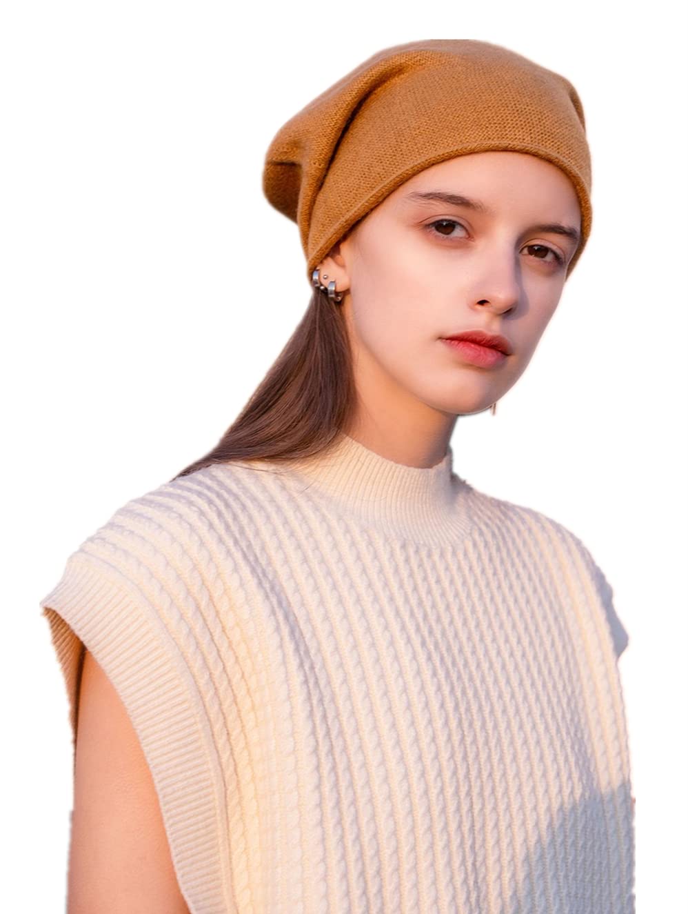 Women's Cashmere Slouchy Knit Beanie - Soft & Warm Winter Hat for Ladies - Wool Knitted Hip-Hop Skull Cap - Perfect for Christmas Gifts, Outdoor Activities & Cold Weather Fashion