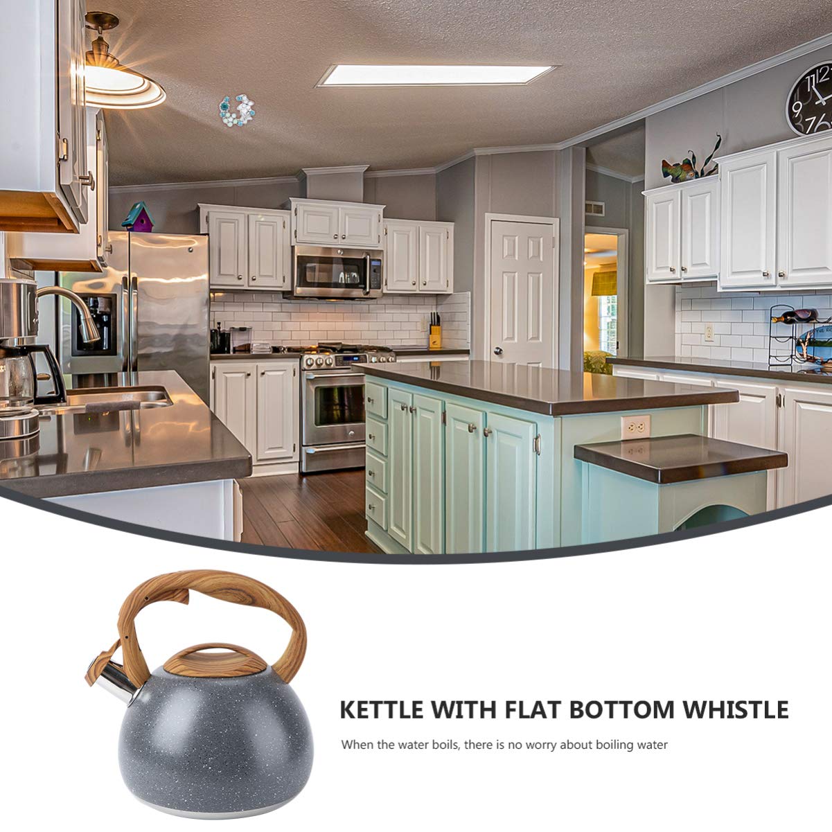 DOITOOL 1Pc Stainless Steel Whistling Tea Kettle - Stovetop Coffee Pot for Gas & Electric Stoves - European Style Hot Water Kettle with Bamboo Handle - Perfect for Making Tea, Coffee & Hot Beverages at Home or Camping
