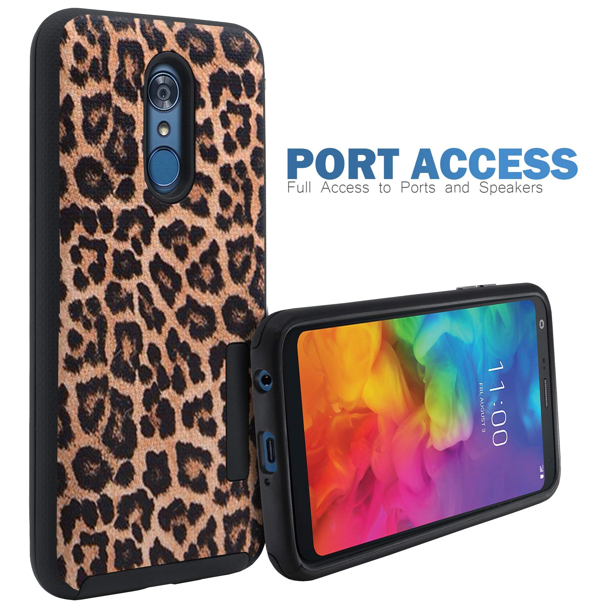 LG Stylo 5 (2019) Hybrid Case - Slim Dual Layer Protective Cover with Rubberized Grip Tactical Design | Leopard Print | Shockproof & Scratch Resistant | Perfect for Outdoor Activities, Work & Daily Use