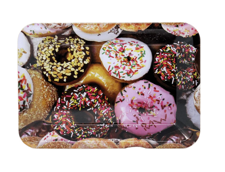 Premium Metal Rolling Tray with Donut Design - Perfect for Rolling Papers, Herbs & Smoking Accessories - Ideal for Home, Parties & Travel Use