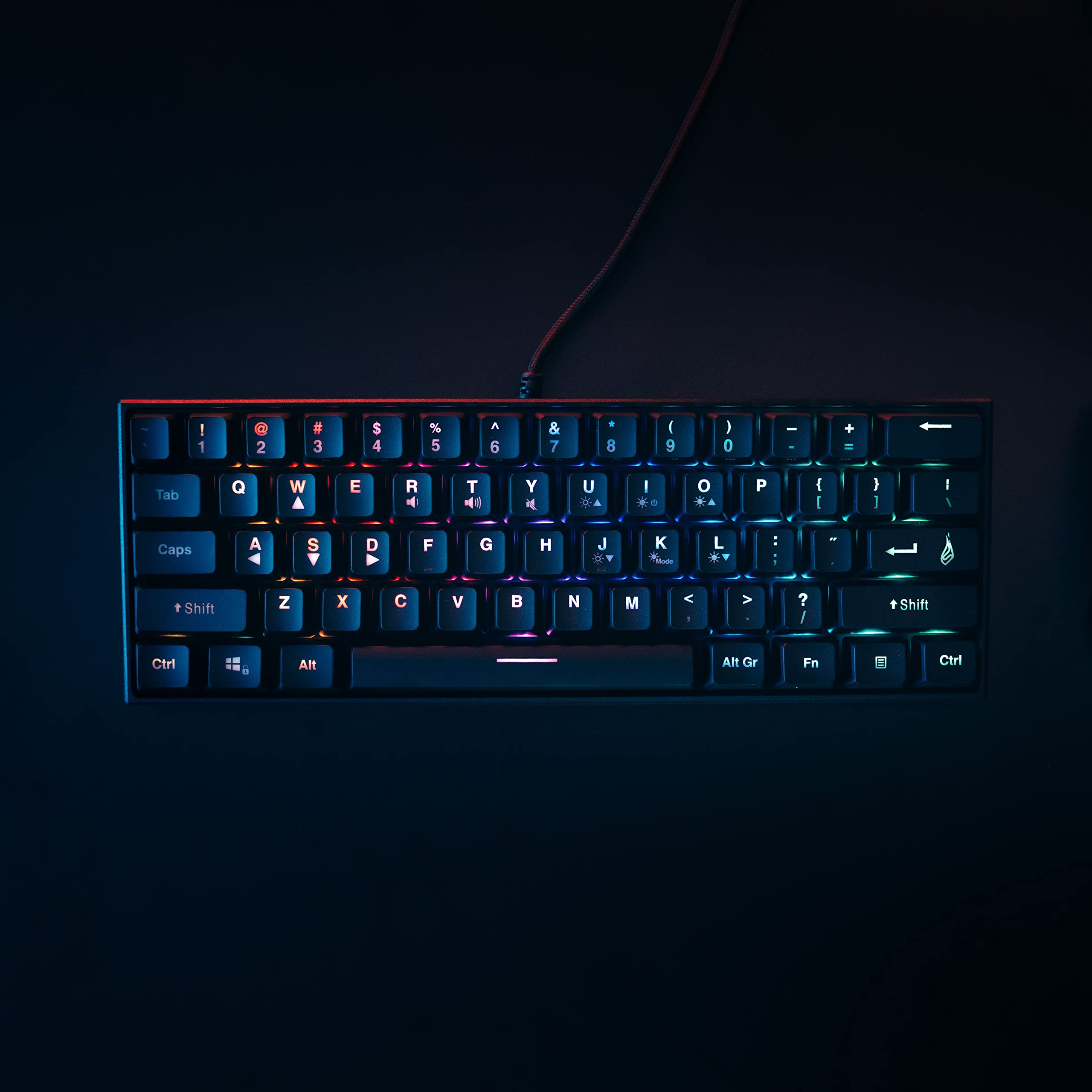 SureFire Kingpin X1 60% Compact RGB Gaming Keyboard - French AZERTY Layout, 25-Key Anti-Ghosting, Portable Mechanical Keyboard for PC/Mac Gamers - Perfect for Esports, Travel & Small Workspaces