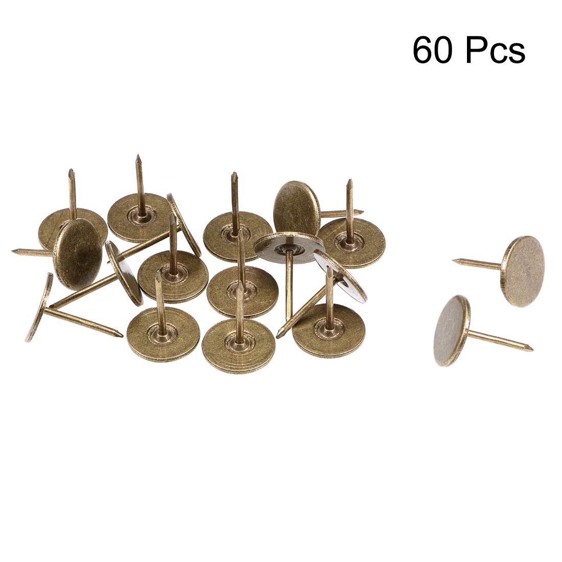 uxcell 16mmx20mm Bronze Upholstery Nails - 60 Pcs Flat Head Furniture Tacks for Sofa, Headboard & DIY Projects | Perfect for Home Decor & Furniture Repair