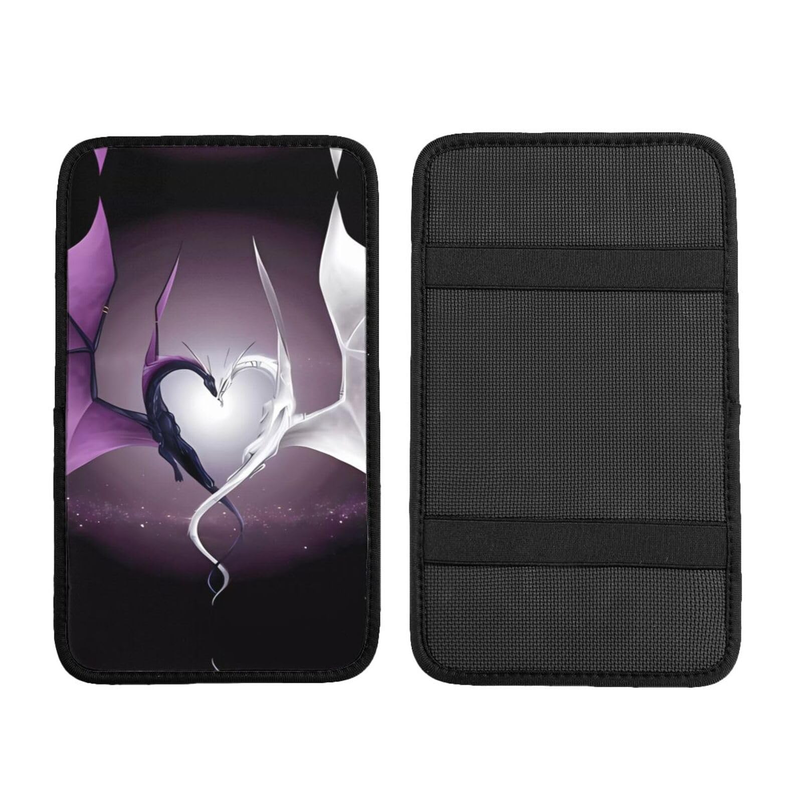 DEHIWI Universal Soft Car Armrest Console Cover Pad - Purple & White Dragon Design, Fits Most Cars, Trucks & SUVs - Perfect for Comfort & Style While Driving