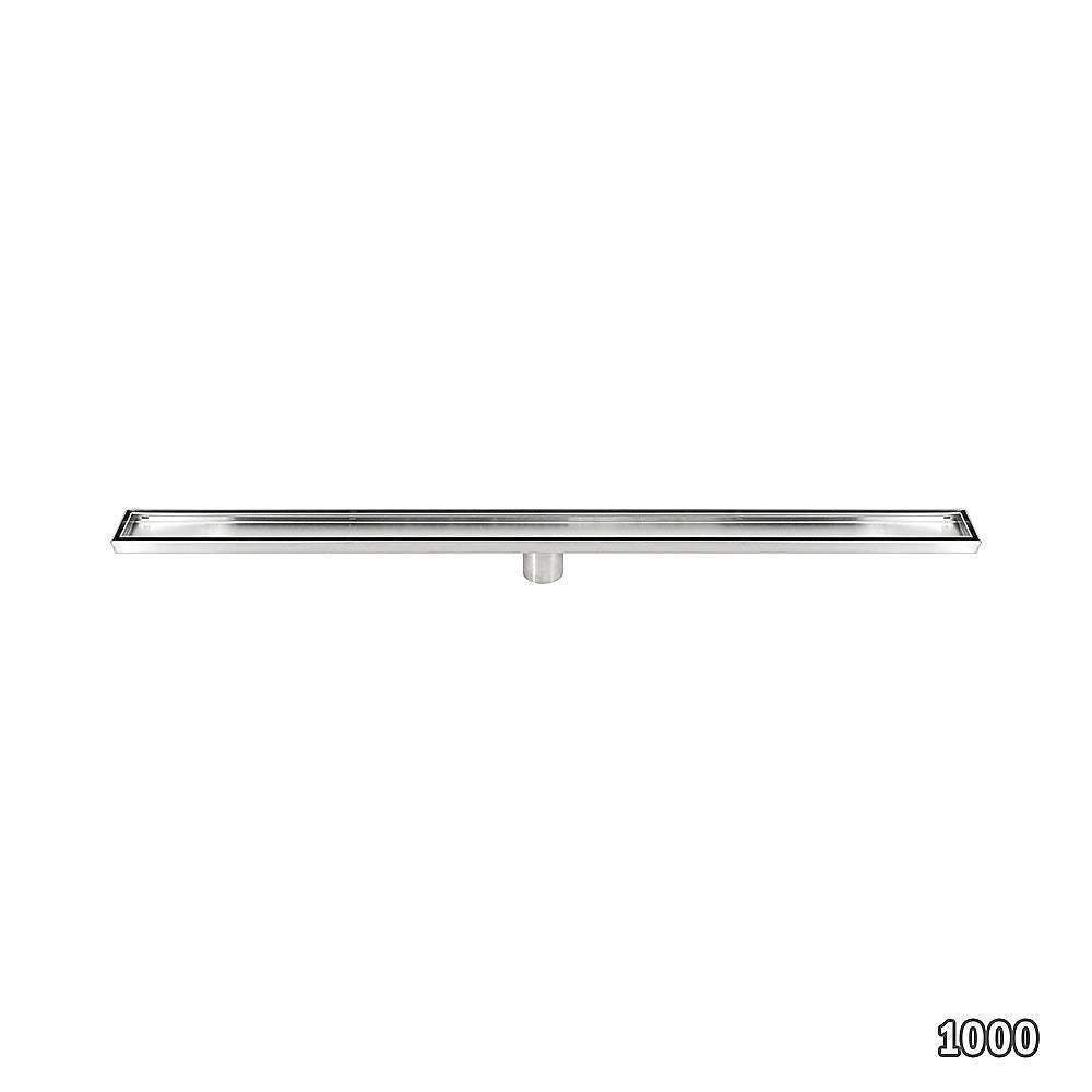 1000mm Stainless Steel Tile Insert Shower Drain Grate with Center Outlet - Bathroom Floor Waste Drain for Wet Room & Shower Enclosures