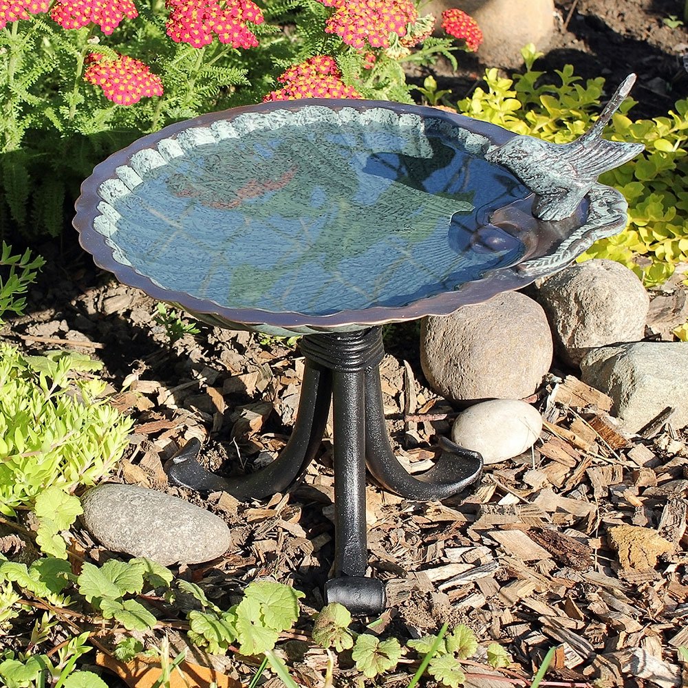 Achla Designs Small Tripod Birdbath Stand - Decorative Garden Bird Feeder with Sturdy Metal Base, Perfect for Outdoor Patio, Yard & Wildlife Habitat Attraction