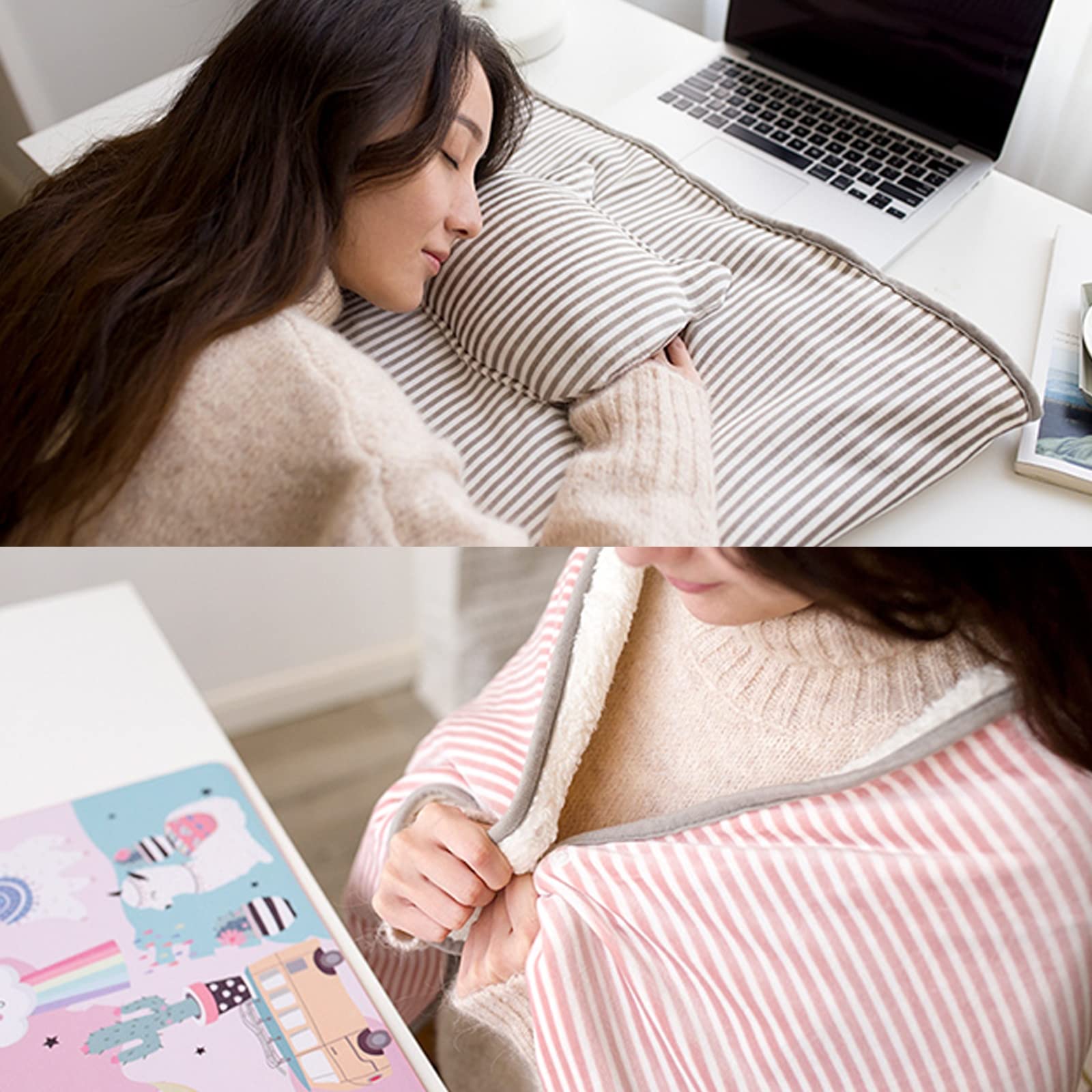 USB Electric Heated Blanket - Portable Battery Operated Washable Fleece Throw with Hand Warmer Pockets | Soft Pink Heating Blanket for Home, Office & Travel Use | Perfect for Winter, Camping & Cold Weather Comfort