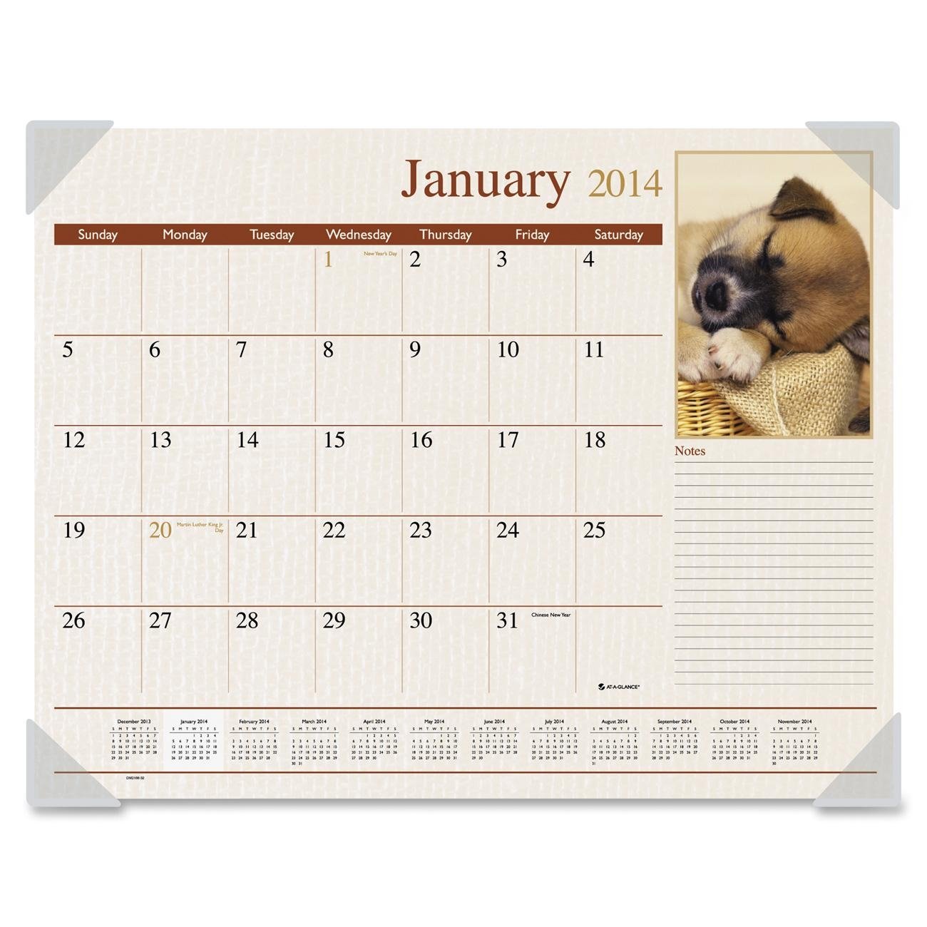 AT-A-GLANCE 2014 Puppies Monthly Desk Pad Calendar, 22 x 17 Inches - DMD166-32 - Perfect for Office, Home & School Organization & Planning