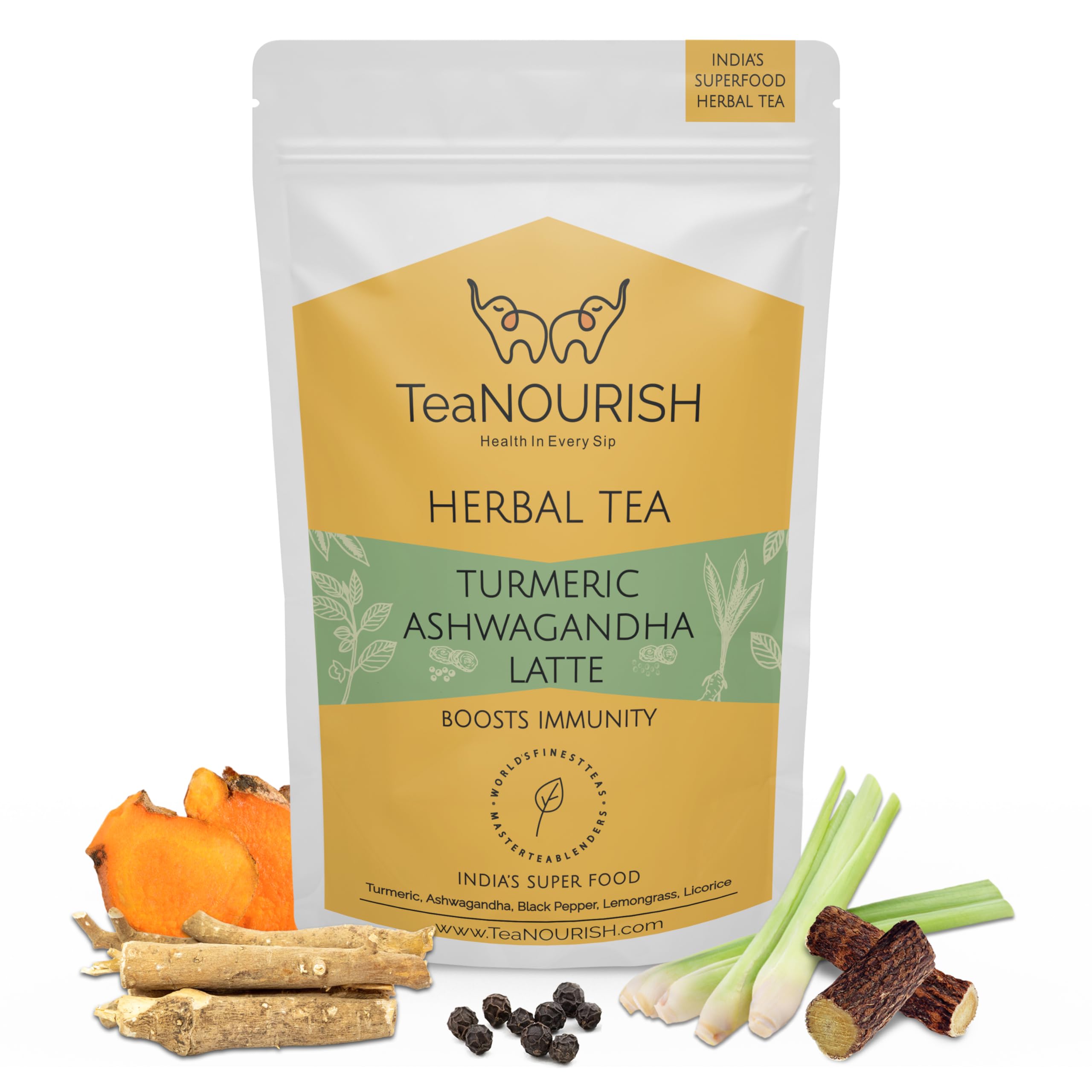 Organic Turmeric Ashwagandha Latte Powder | Golden Milk Superfood Blend | Authentic Indian Ayurvedic Remedy | Immune Support & Wellness Boost | 100% Natural (3.53oz/100g) | Perfect for Morning Rituals, Evening Relaxation & Healthy Lifestyle
