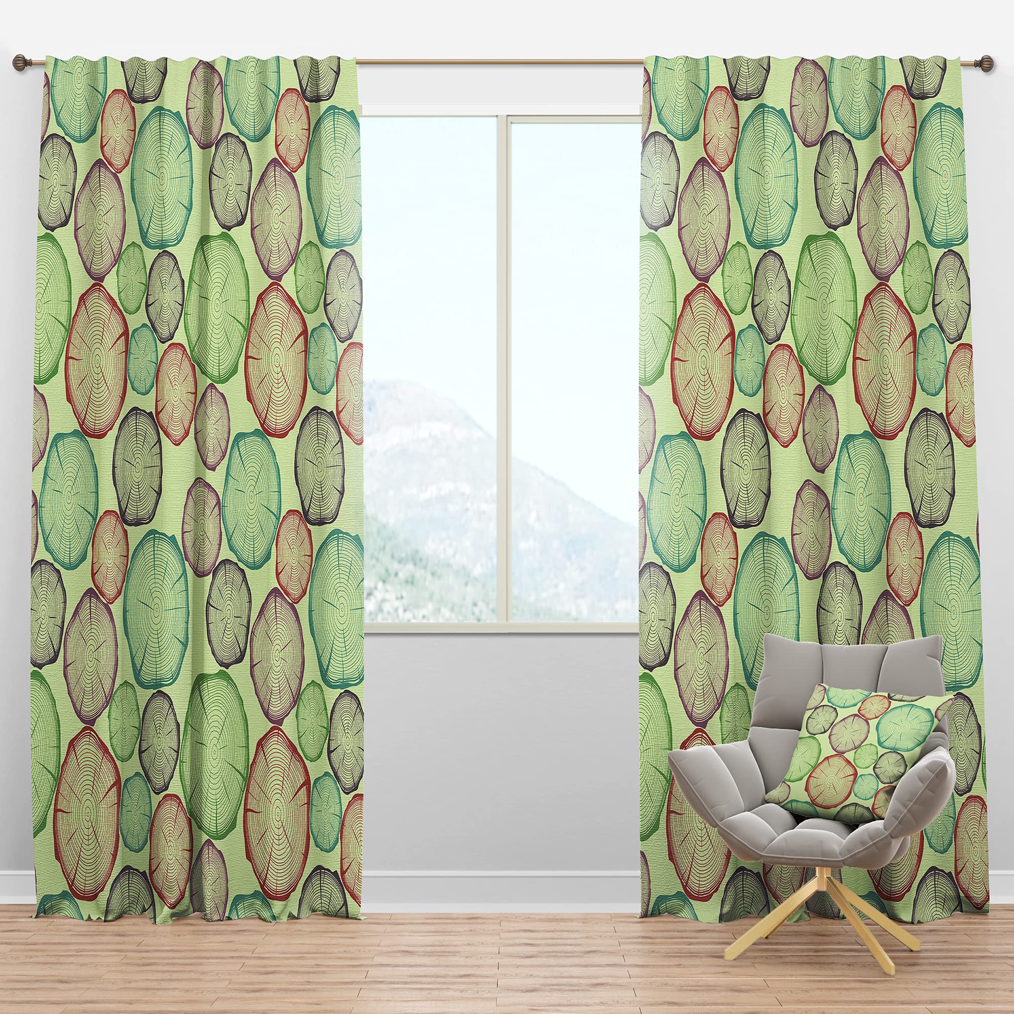 DesignQ Blackout Curtains - Thermal Insulated Tree Rings Pattern Window Drapes for Bedroom & Living Room (52x63, Single Panel) - Perfect for Light Blocking, Privacy & Energy Saving