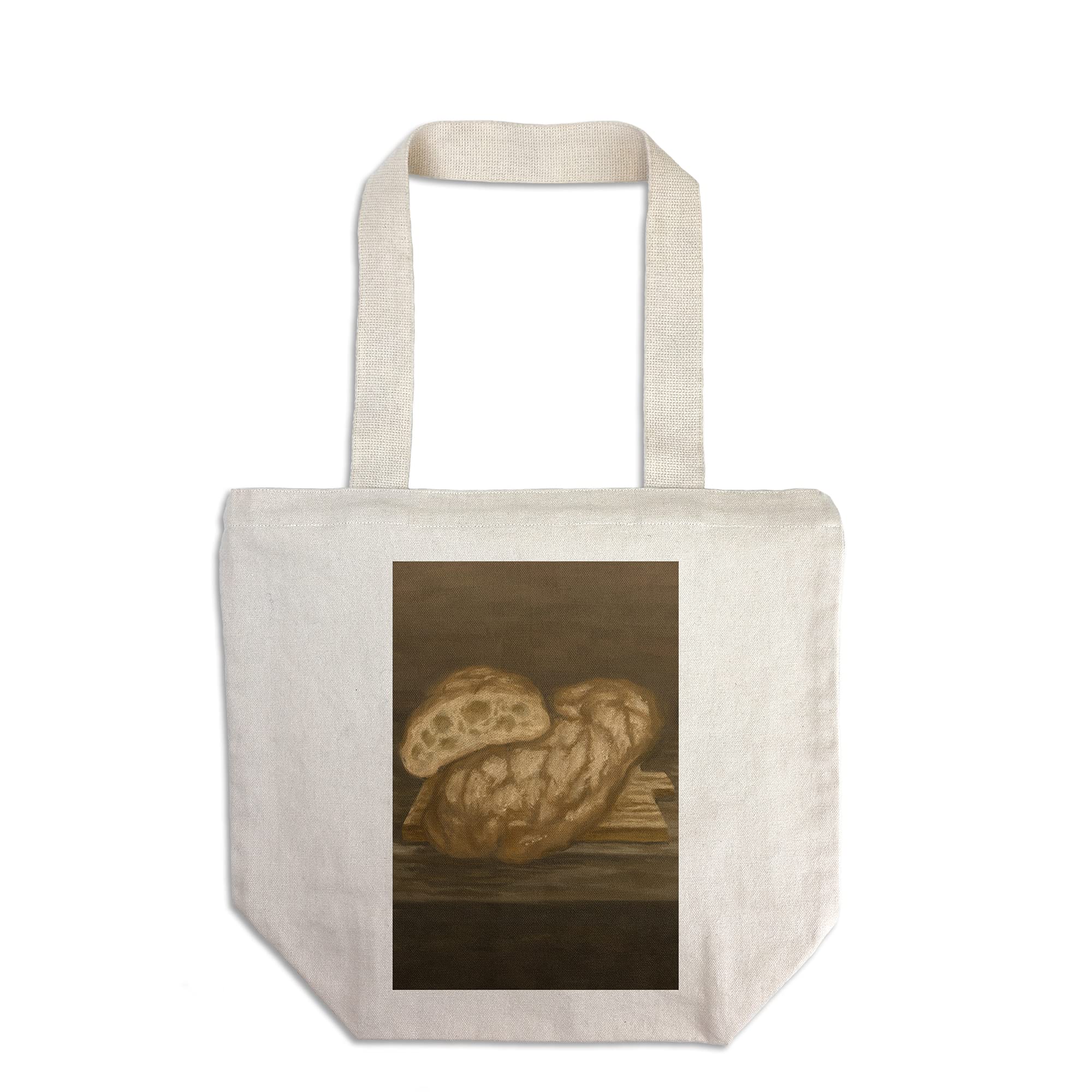 Lantern Press Ciabatta Bread Oil Painting Tote Bag - 100% Cotton Canvas Reusable Shopping Bag for Groceries, Beach & Everyday Use