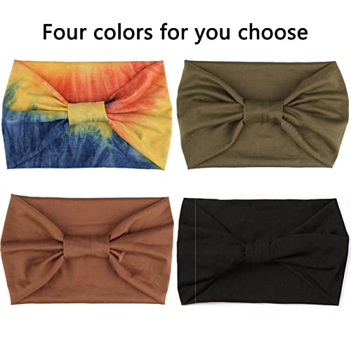 Headbands Color- 4 Pcs Printing, Army Green, Dark Coffee, Black