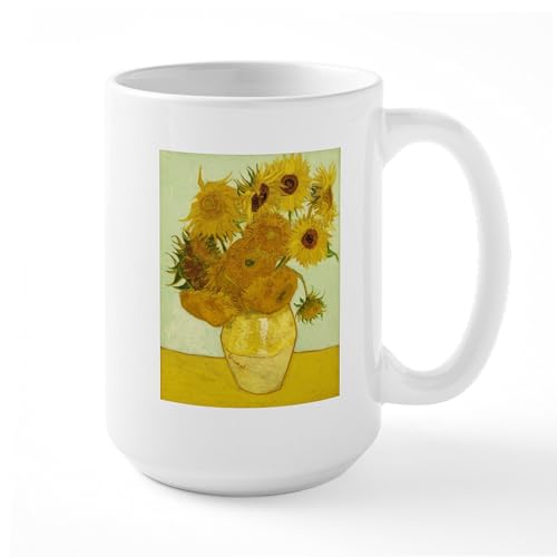 White - Vase With Twelve Sunflowers By Vincent Large Mug