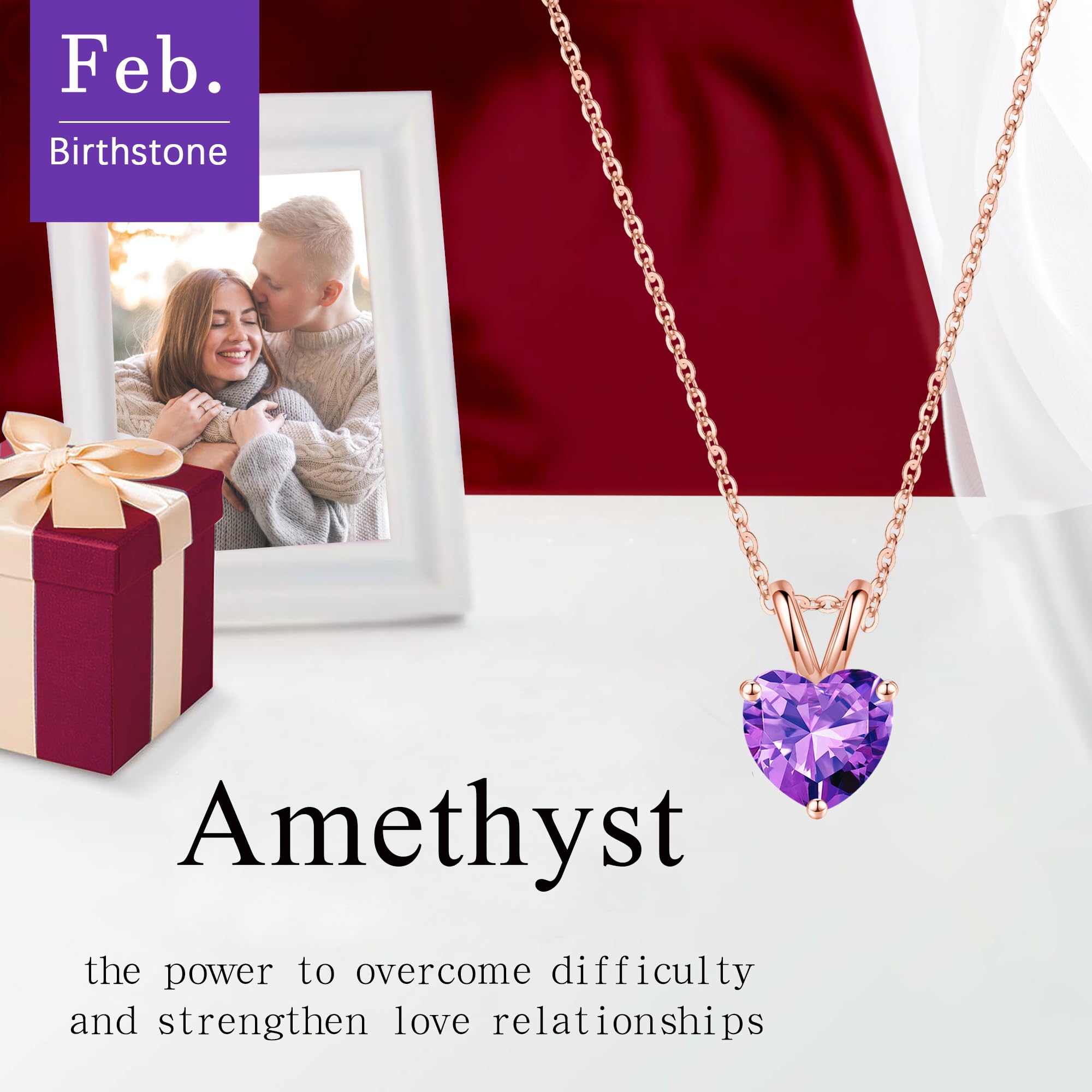 SMILEST Heart Birthstone Necklace for Women - 925 Sterling Silver Dainty Heart Pendant, Sparkling Birthstone Jewelry for Mom, Wife, Daughter, Grandma - Perfect Anniversary, Birthday Gift for Her | Elegant Everyday Wear & Special Occasion Jewelry